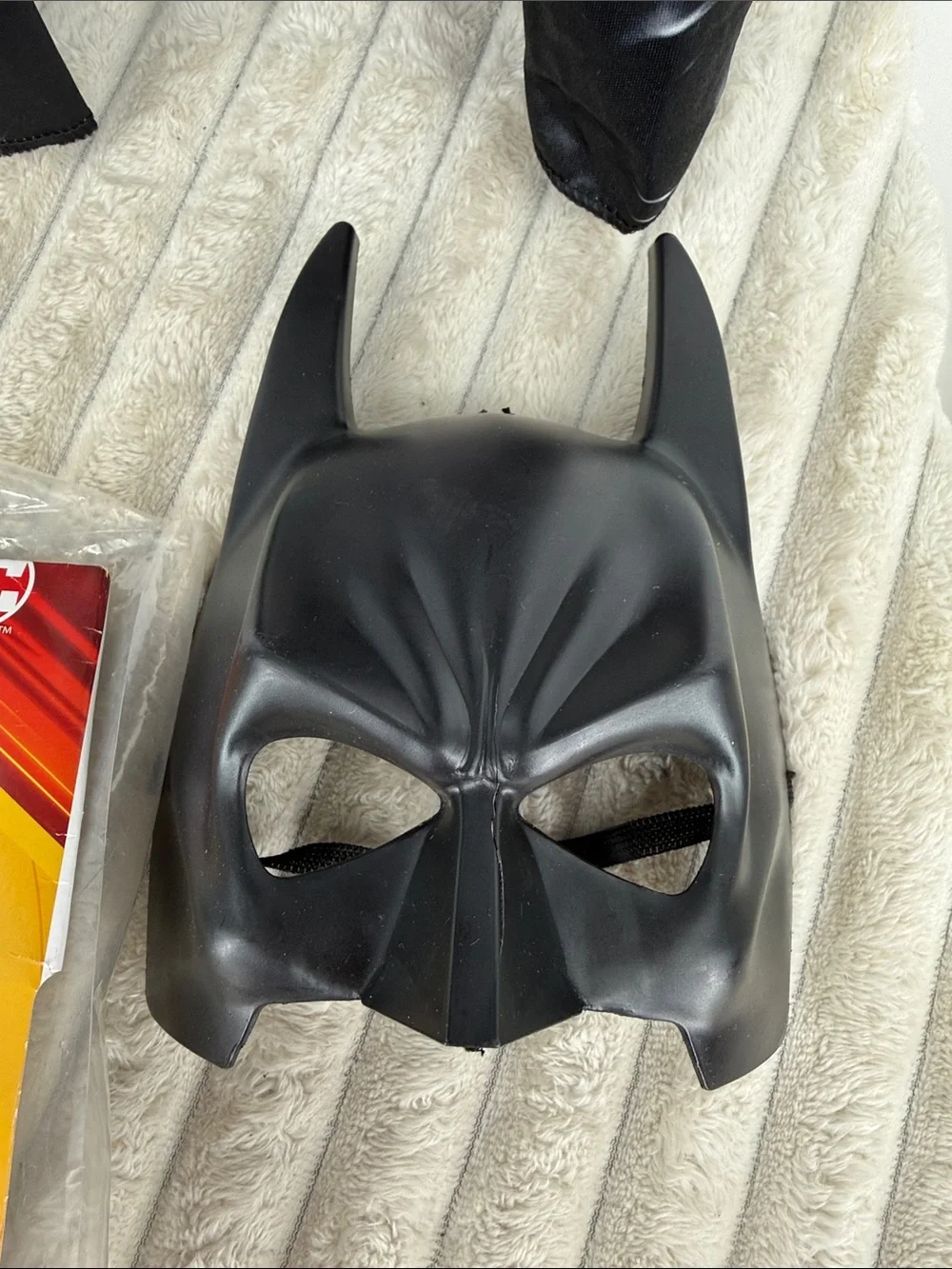 DC Boys Black Batman Costume with Yellow Emblem and Cape